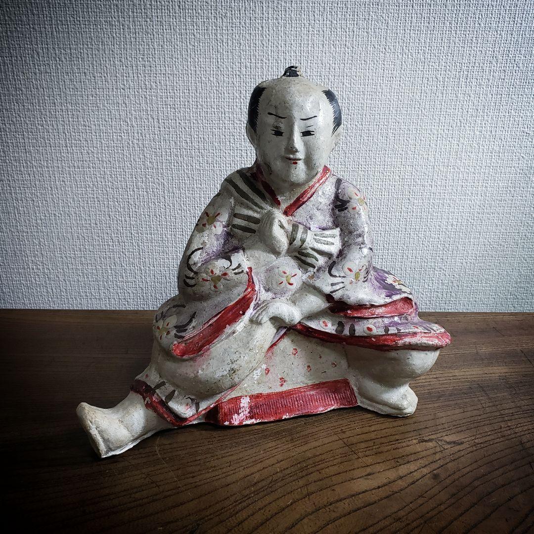 郷土玩具　大型花巻人形　民藝　土人形　江戸末期　明治　歌舞伎物　珍品