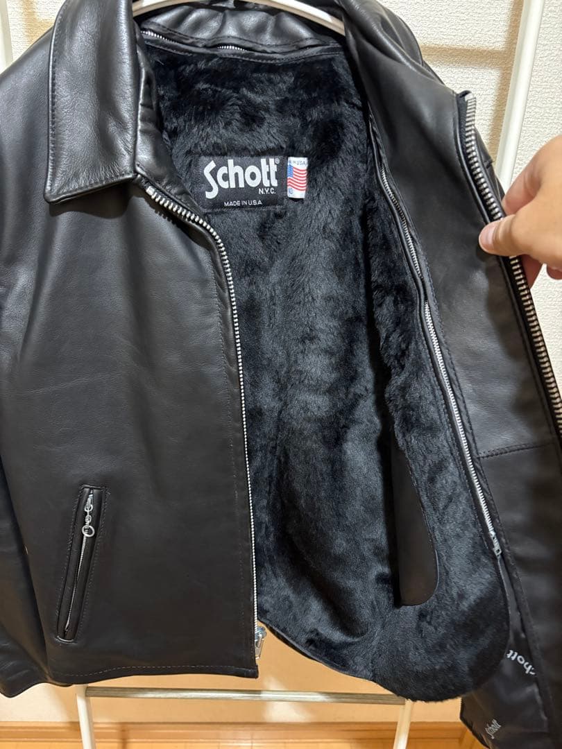 Schott ショット　652 ライダース　シングル　襟付き　ブラック　40