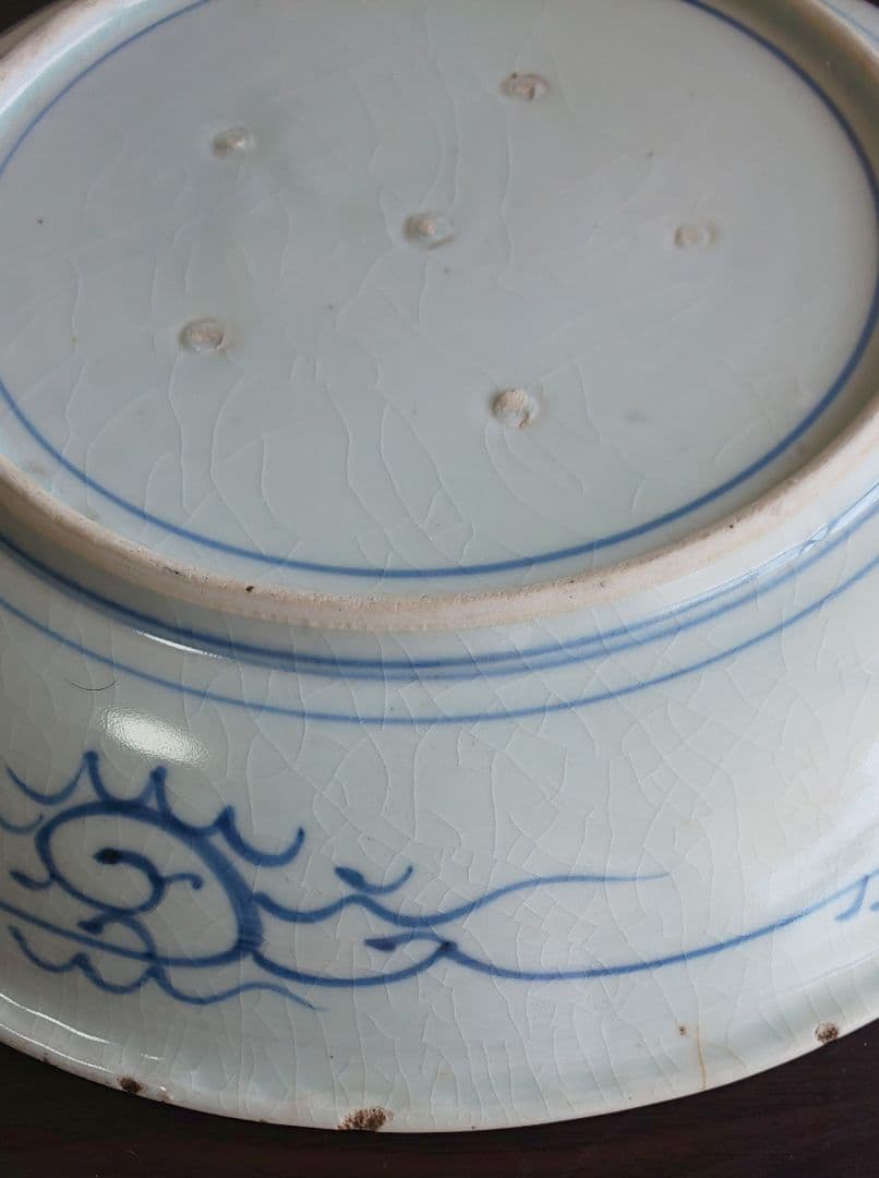 古伊万里 白磁大皿 江戸時代中期 白磁青い山水画大皿