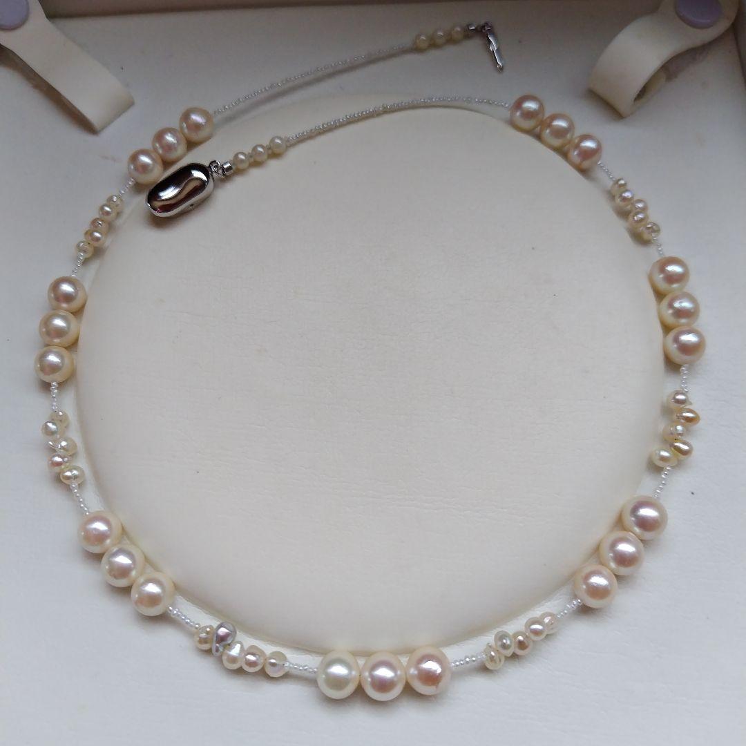 アコヤ真珠、あこや真珠ベビークレオパトラ、あこや砂芥子パール、オメガ風ネックレス