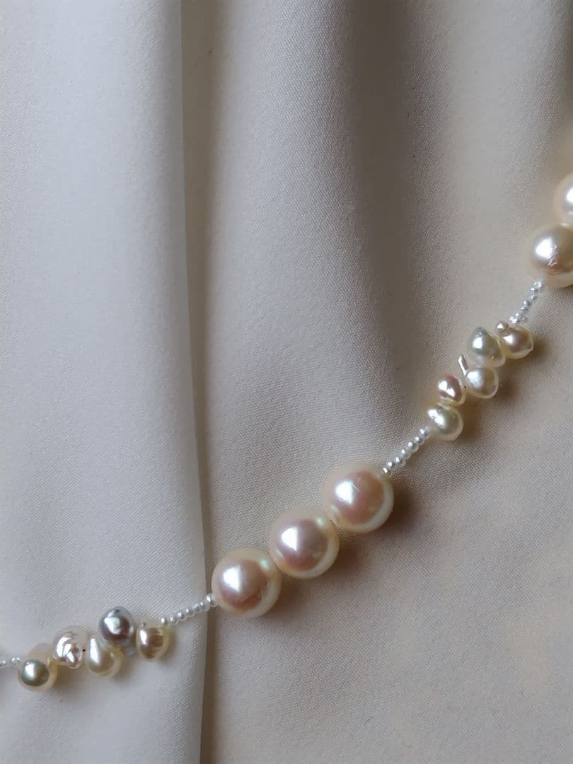 アコヤ真珠、あこや真珠ベビークレオパトラ、あこや砂芥子パール、オメガ風ネックレス