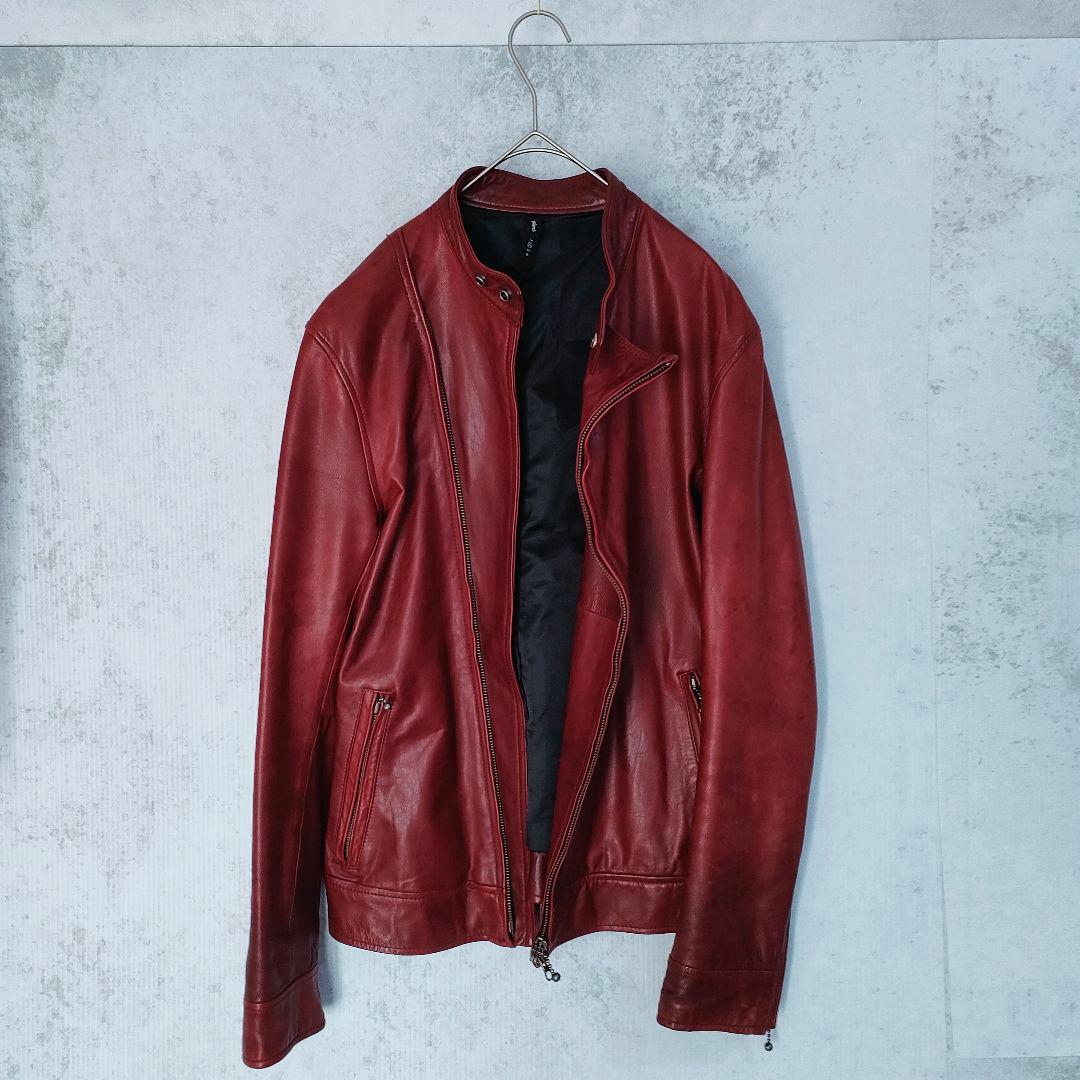 glamb　羊革　レザージャケット　シングル　 赤　メンズ