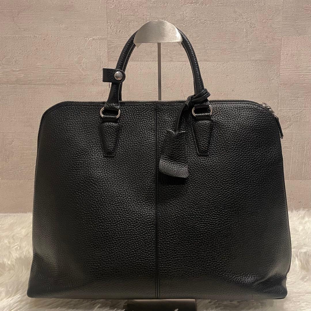 ユナイテッドアローズ ラウンド ビジネスバッグ オールレザー ブラック