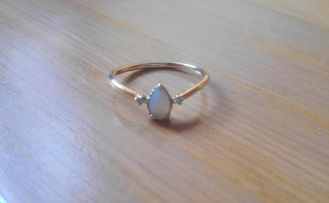 【値下げしました！】ete ピンキーリング　オパール　ダイヤ　K10YG 3号