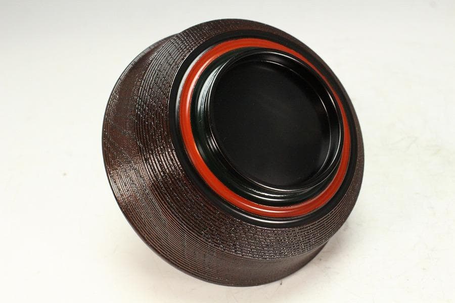 石州好 独楽塗 蕎麦椀 九客 受皿 九客 平安象彦製 共箱(K-A750)