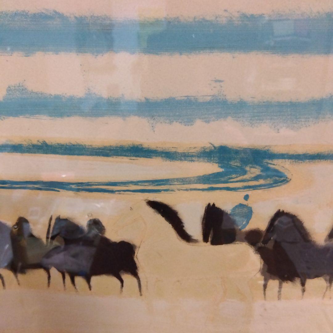 絵画　競馬　馬　ブラジリエ額装リトグラフ