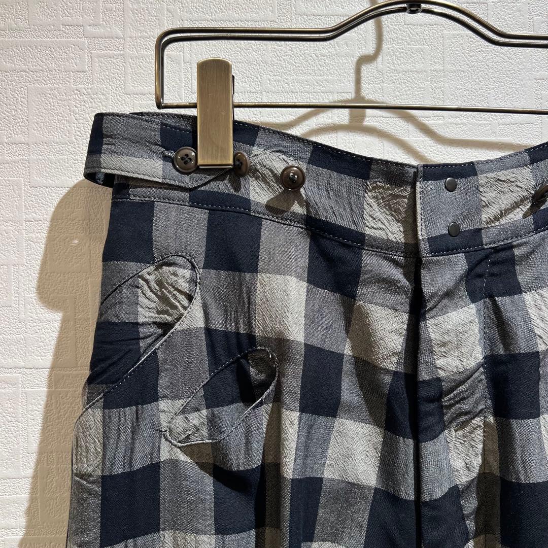 Y's チェック柄 サルエルパンツ ワイドパンツ