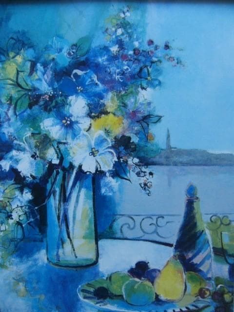 今関アキラコ【窓辺の花】希少画集画、状態良好、新品高級額装付