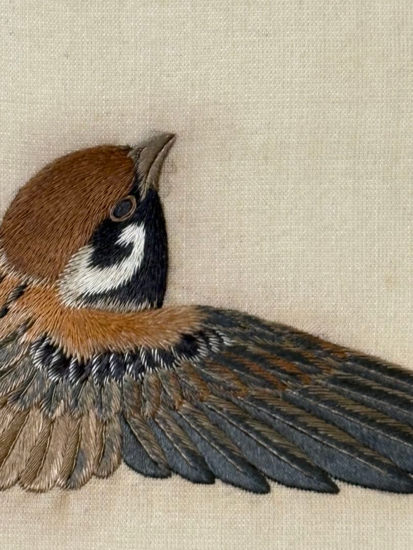 雀　茶道具 掛け軸 掛軸　刺繍　すずめ　鳥　絵画　日本画