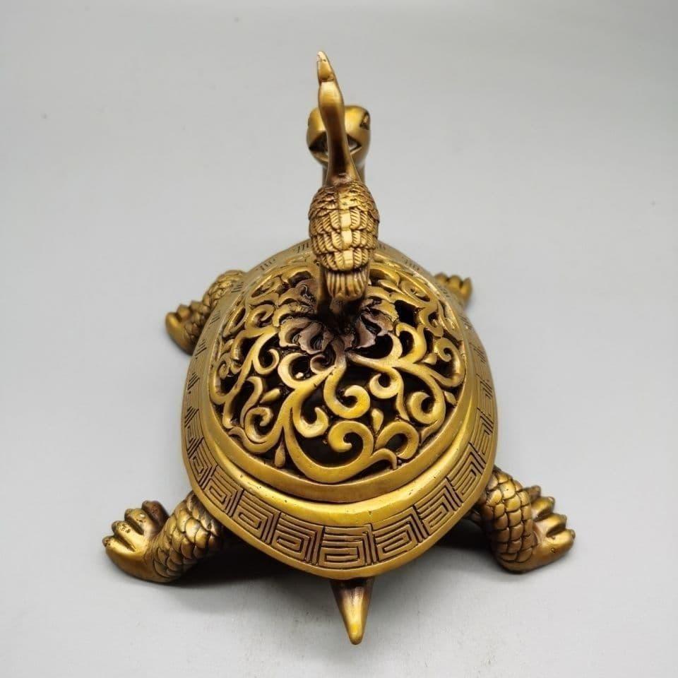 銅器 彫刻 亀鶴香炉 茶道香炉 工芸品 美術品 置物