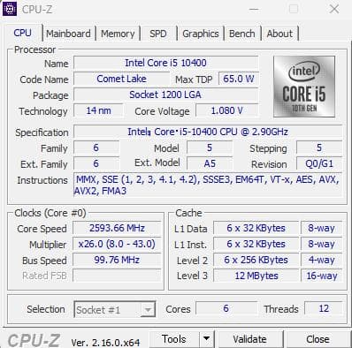 1 / 5 Intel Core i5 10400 CPU 【動作確認済】