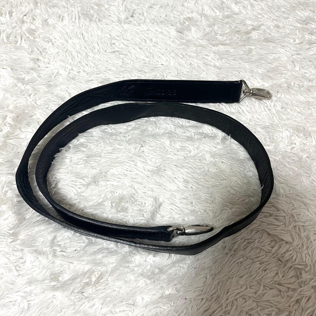 HIROFU ヒロフ ショルダーバッグ オールレザー ブラック 黒 型押しロゴ