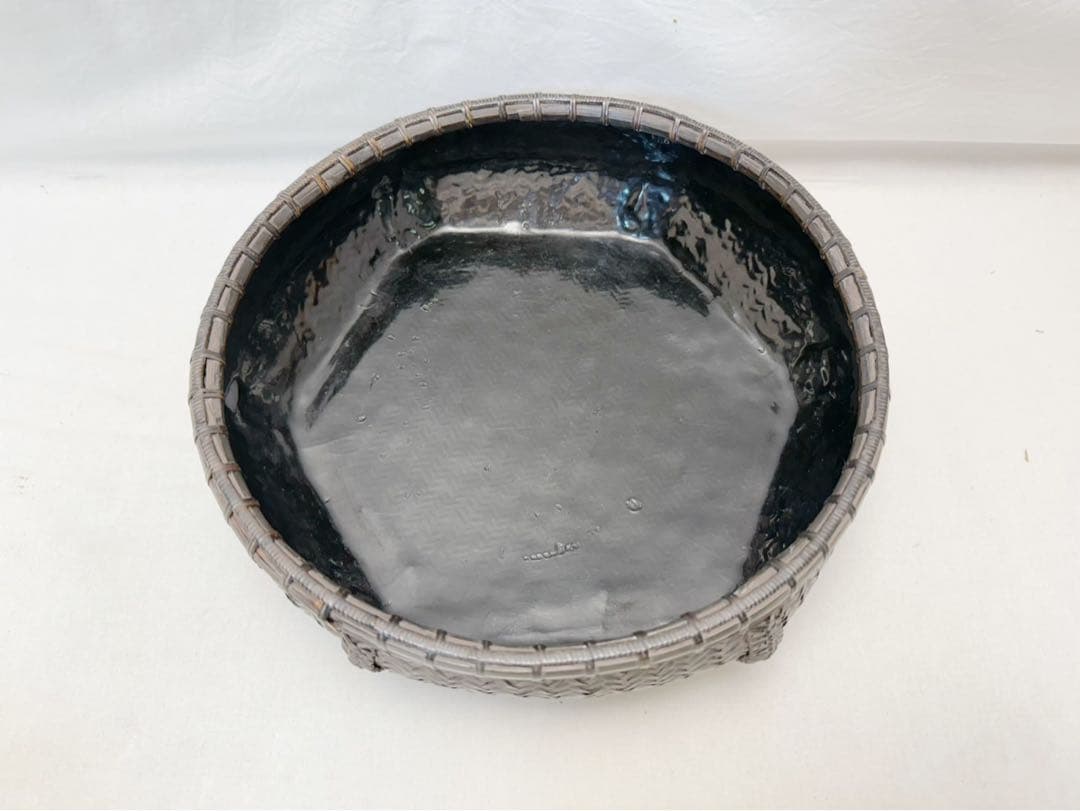 美品 茶道具 唐物写六角 炭斗 炭入 炉・風炉兼用 炭取 竹籠 竹編 紙箱