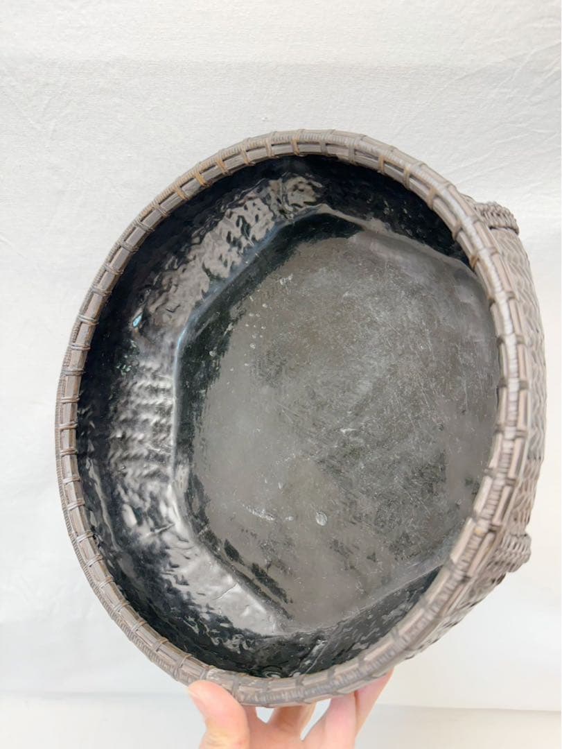 美品 茶道具 唐物写六角 炭斗 炭入 炉・風炉兼用 炭取 竹籠 竹編 紙箱