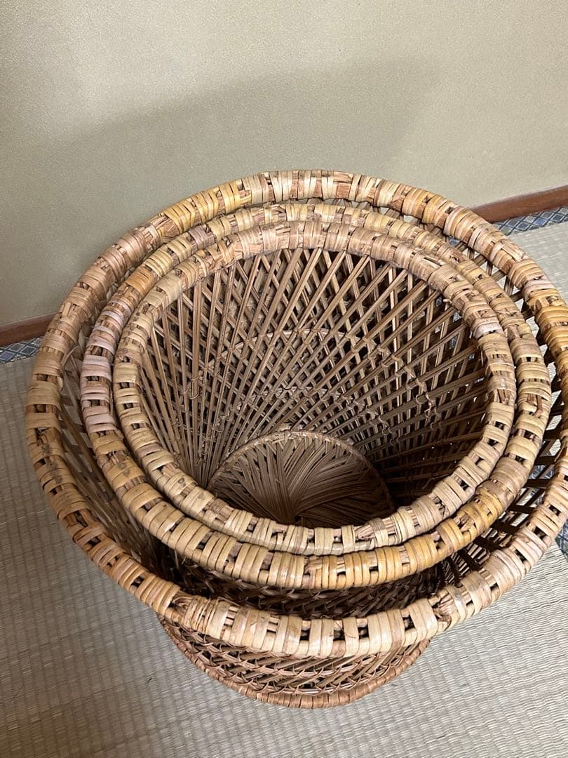 籐製スツール3点セット