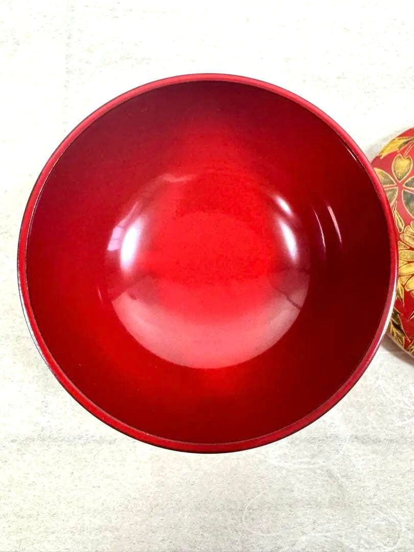 希少　棗　塚本規義　枝垂桜蒔絵平茶器　朱塗