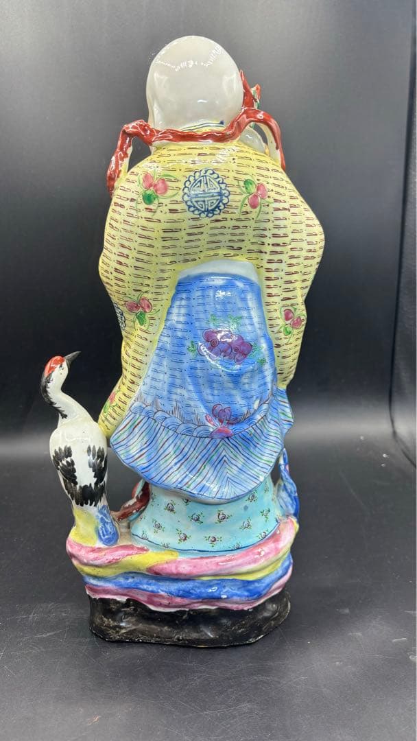 001 中国美術 中国古玩 色絵陶人形 高さ34cm 置物 オブジェ 古董品