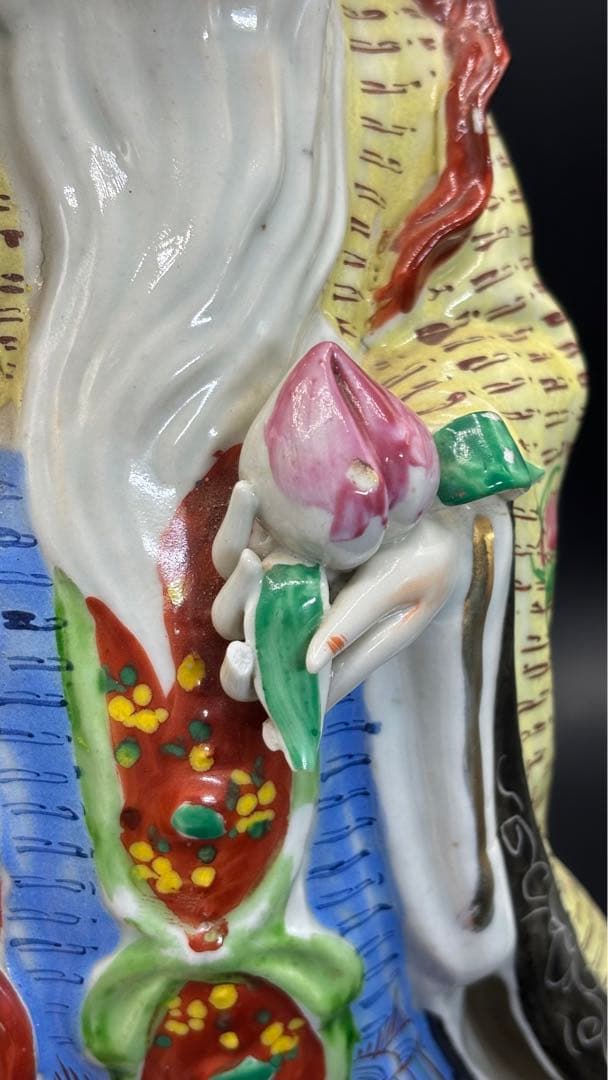 001 中国美術 中国古玩 色絵陶人形 高さ34cm 置物 オブジェ 古董品