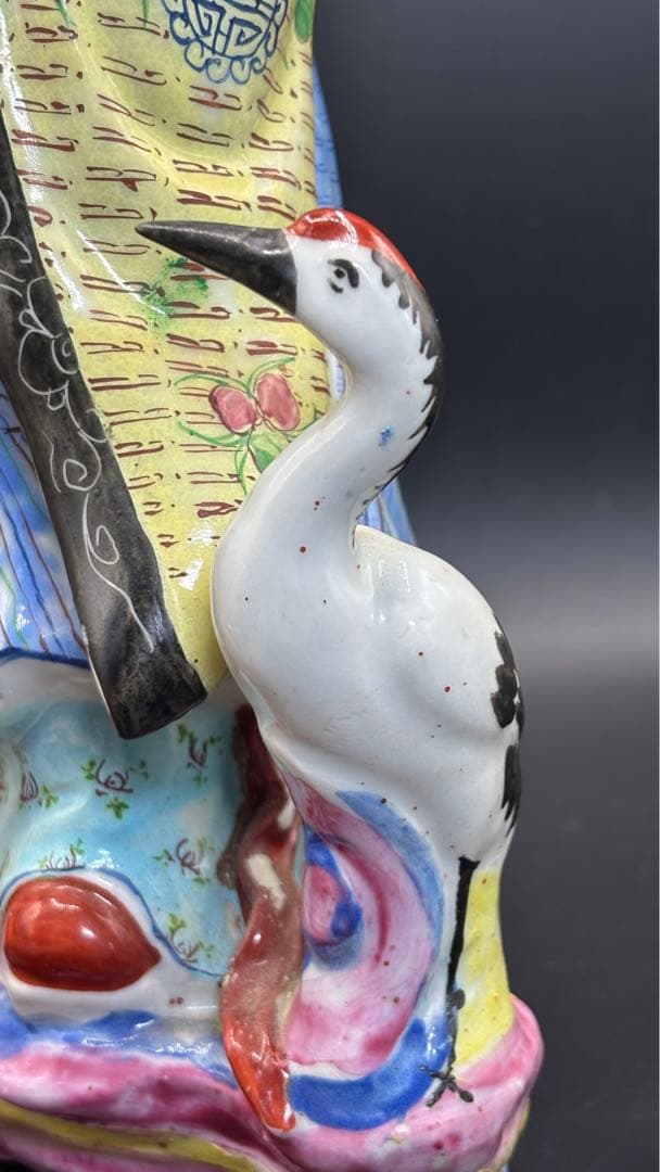 001 中国美術 中国古玩 色絵陶人形 高さ34cm 置物 オブジェ 古董品