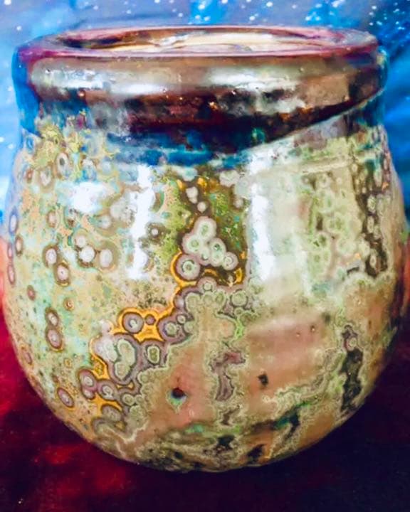 『斑紋点天目壺』『斑紋点天目壺』石垣島港骨董店【宗陵】八重山☆詳細不明？☆骨董店