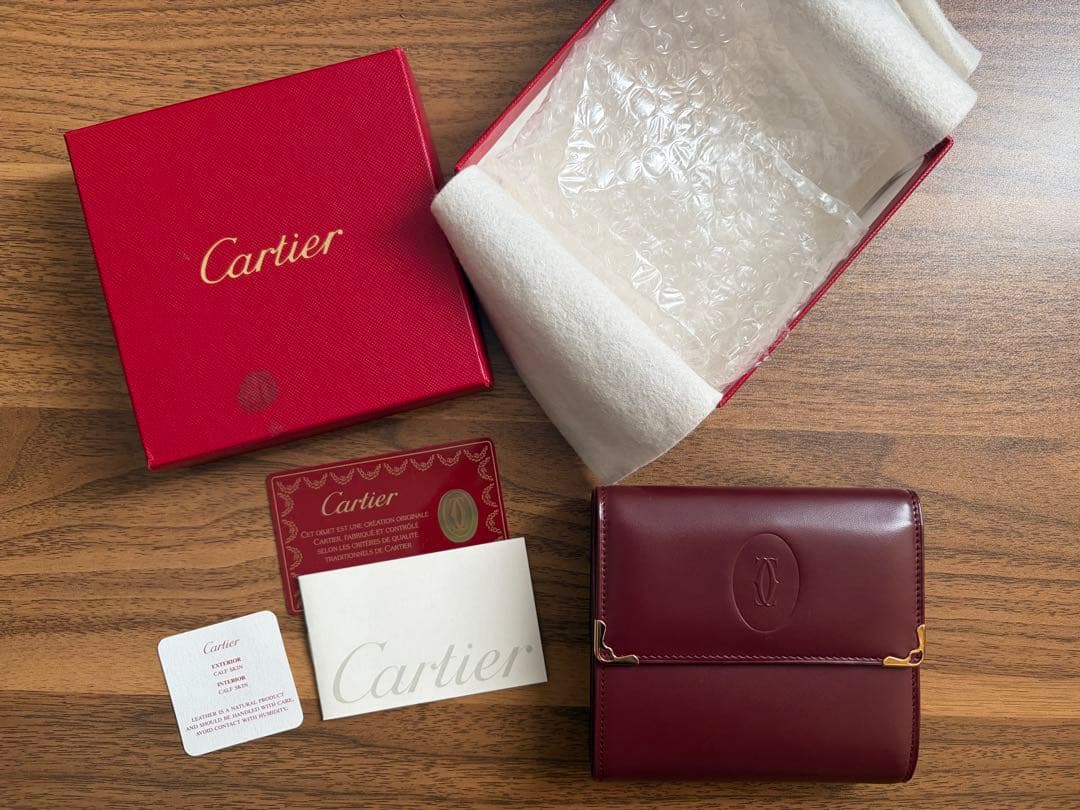 【鑑定済】カルティエ マストライン Wホックサイフ 二つ折り財布