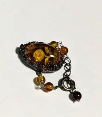 琥珀インタリオ　チェーンリング