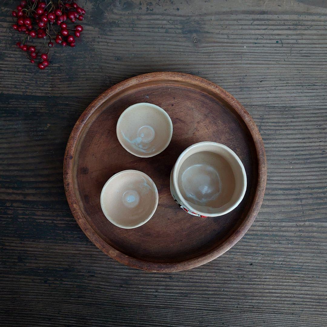 天神蟹の湯呑み1客とお猪口2枚 骨董 陶芸 伝統工芸品