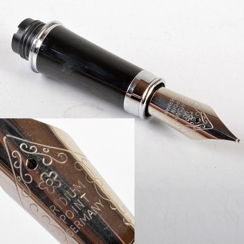 箔飾　高級　蒔絵　金魚文　万年筆　木箱付　V　6025