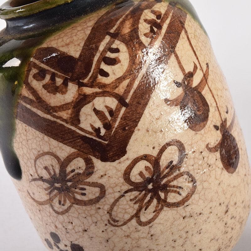 すみれ　織部焼　瀬戸焼　肩衝茶入　2点　仕覆3点　まとめて　C　7620