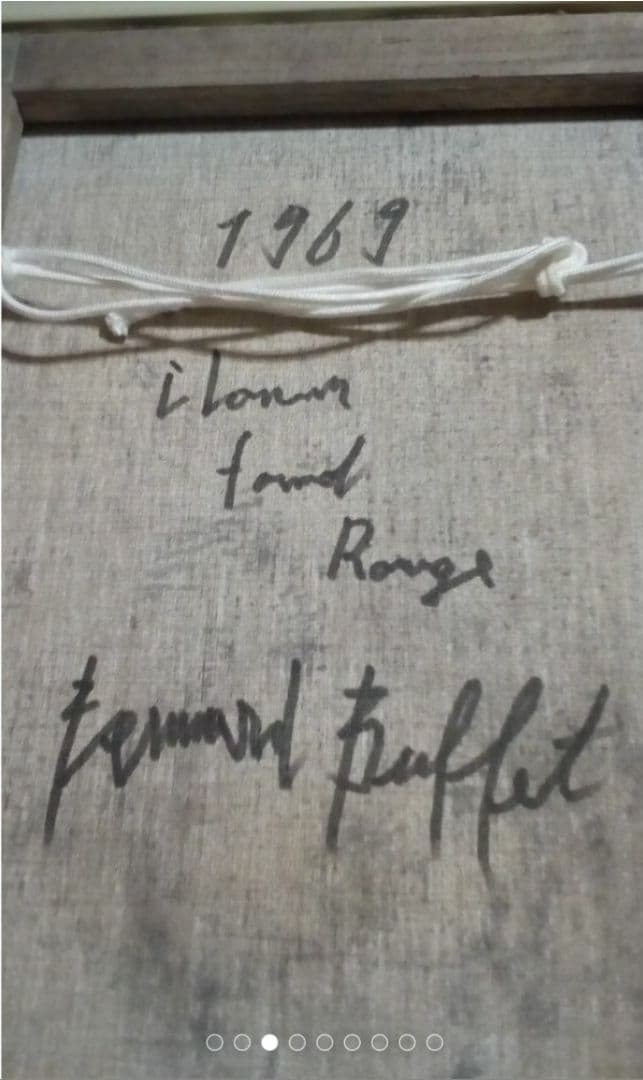 作者不明模写ベルナールビュッフェ赤い背景のクラウン複製画中古F6油彩