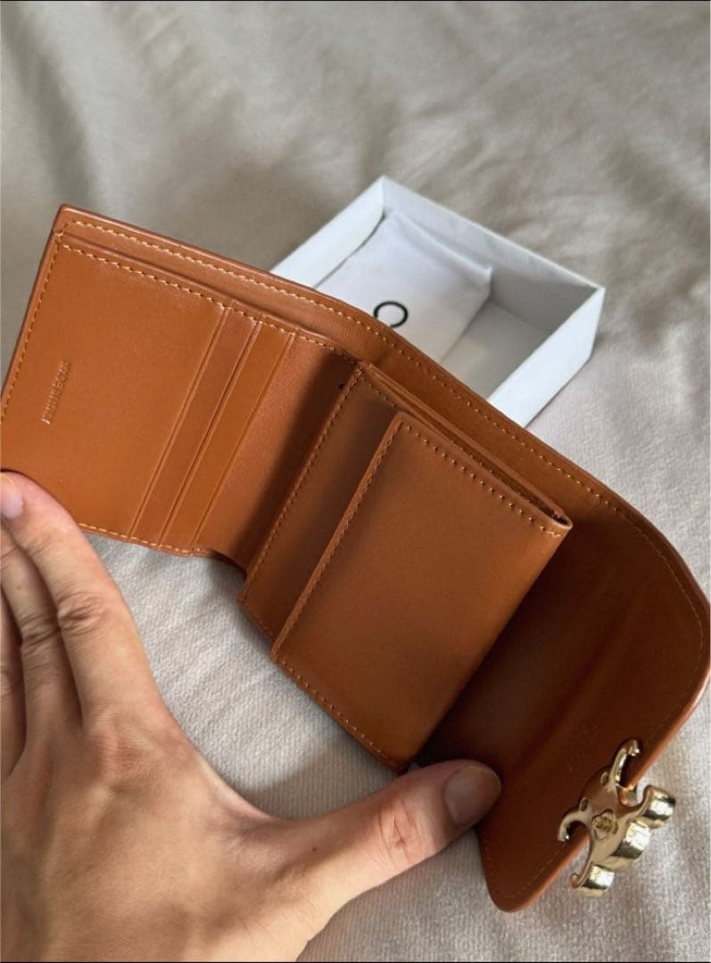 CELINE セリーヌ トリオンフ レザー 三つ折り 財布 ブラウン