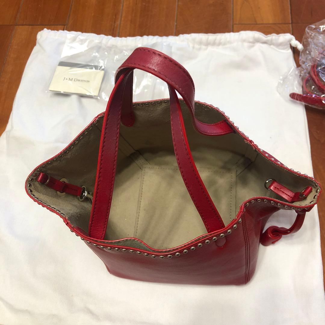 J&M DAVIDSON レッド レザー ショルダーバッグ