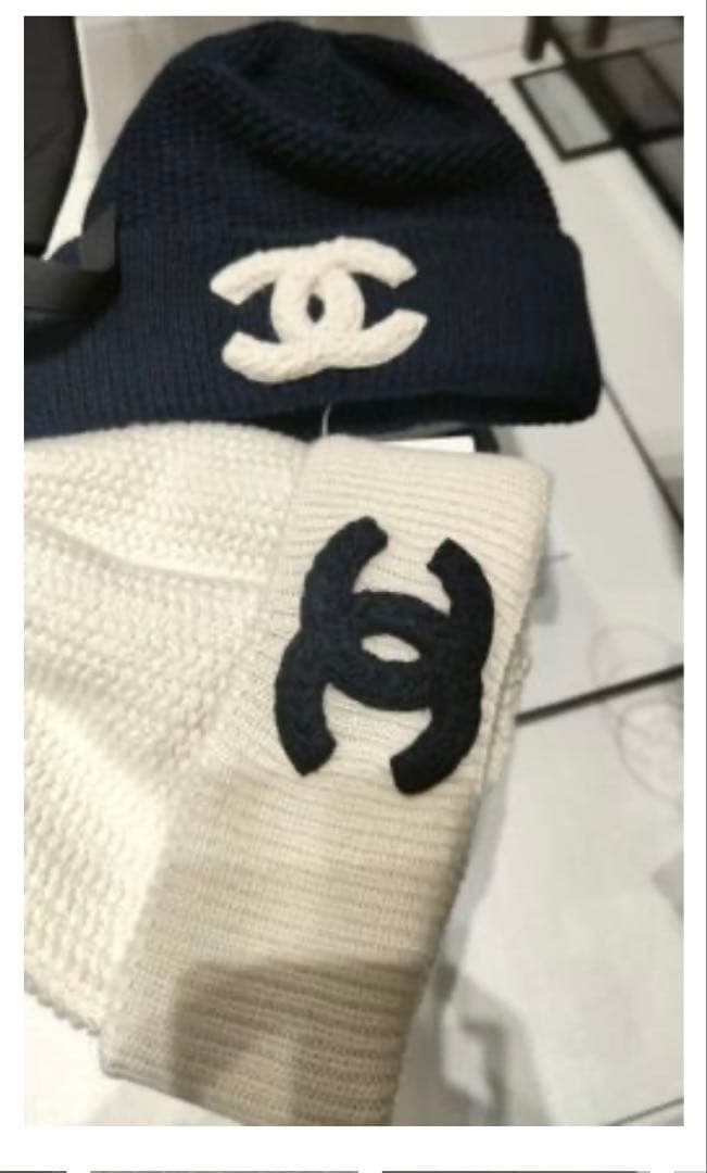 新品 タグ付き CHANEL シャネル アイボリー ニット帽 ビーニー 23A