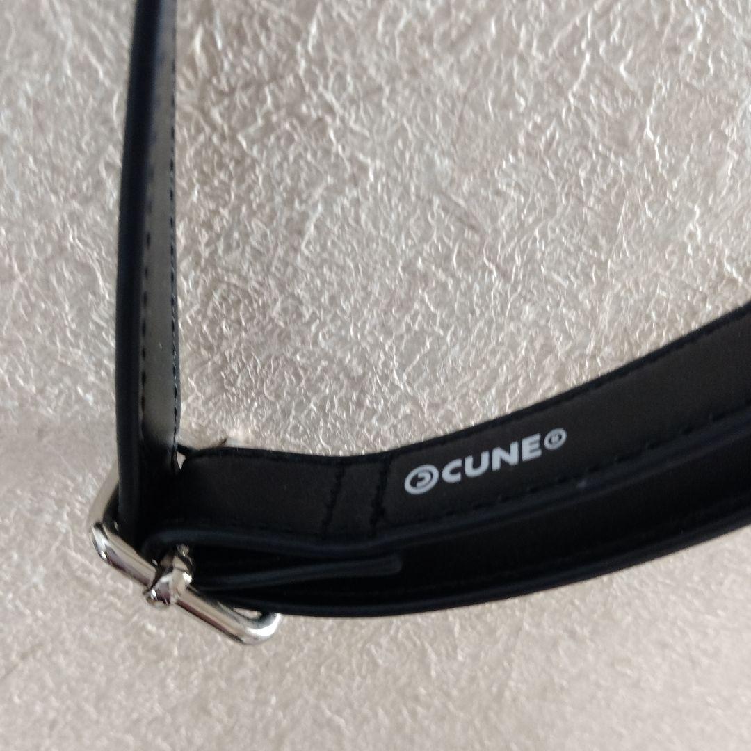 CUNE 合皮の四角いフラップバッグS 3way うさぎ BLACK キュ―ン