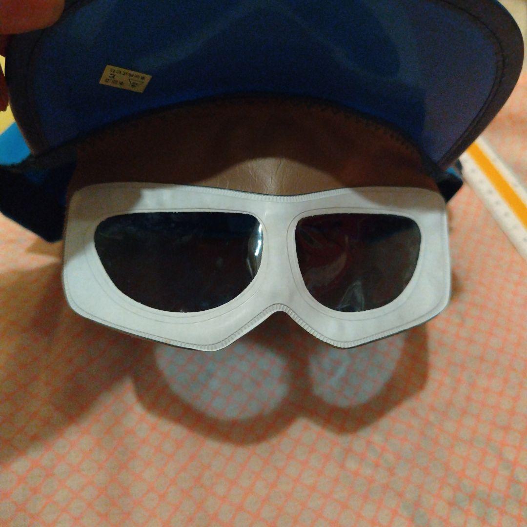 チェンジマン　デッドストック　帽子　青　ピンバッジ　色メガネ付き　昭和レトロ新品