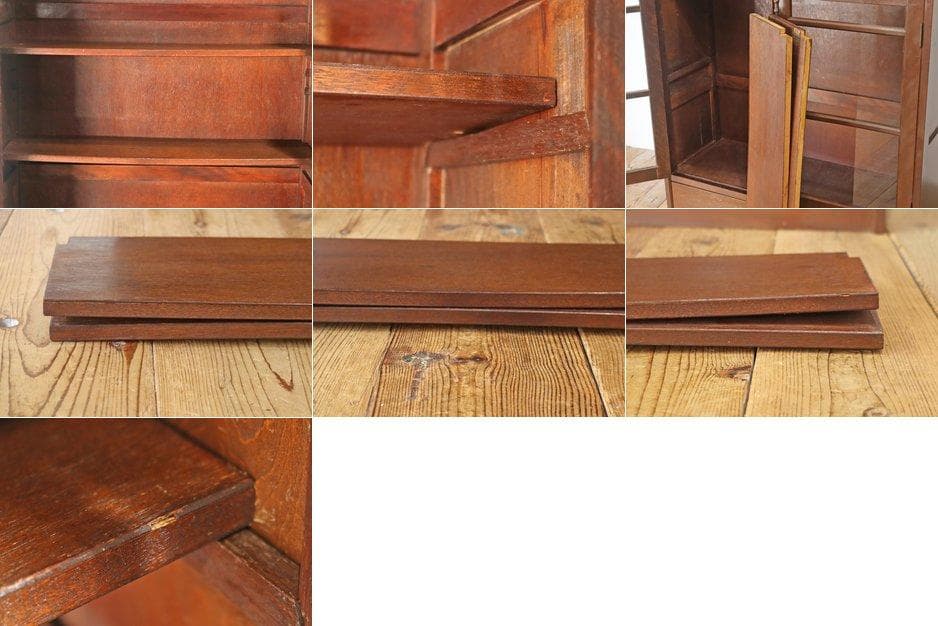 レトロ ガラスキャビネット 本箱 収納 食器棚 ラック 引き出し 抽斗 2杯