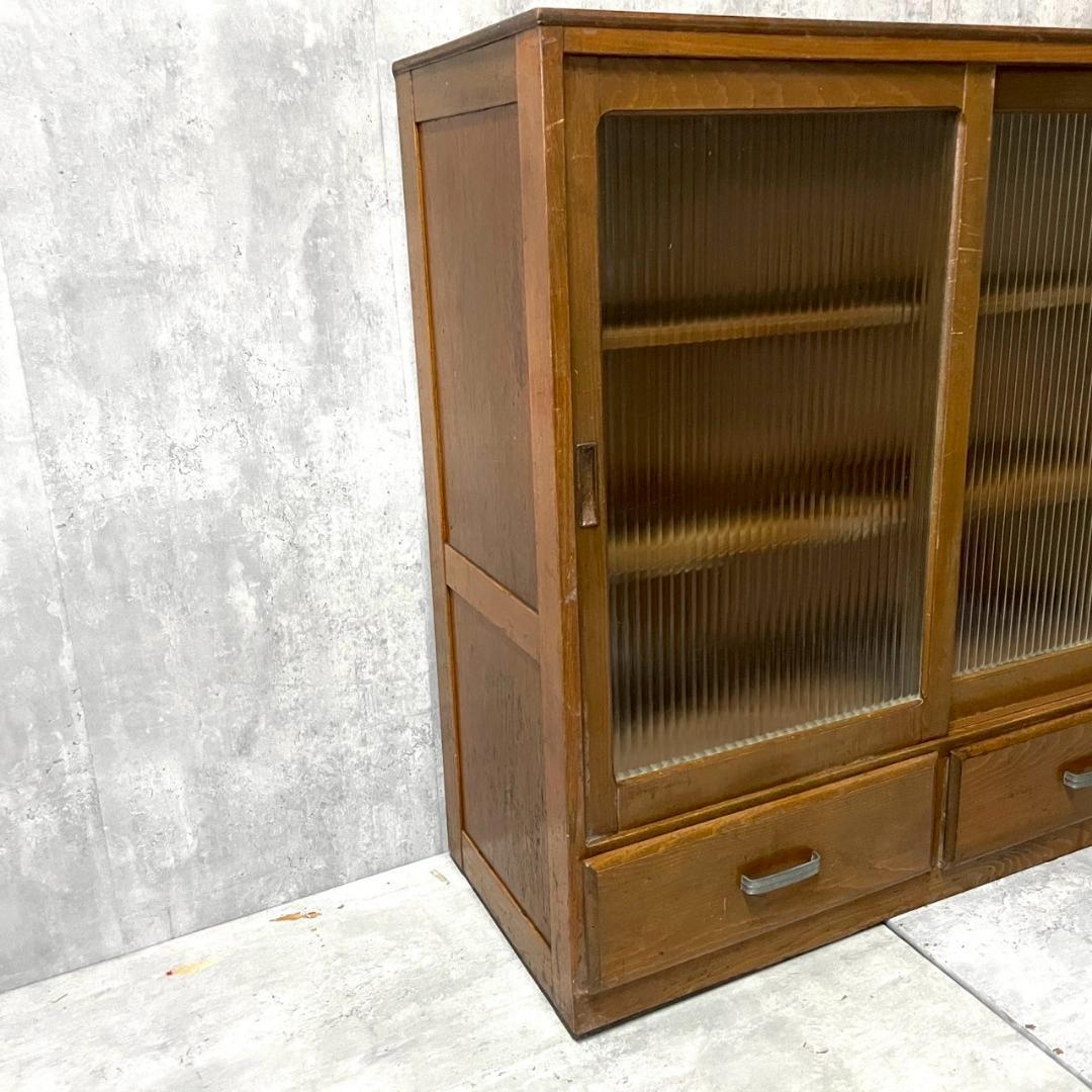 木製キャビネット ガラス扉 収納