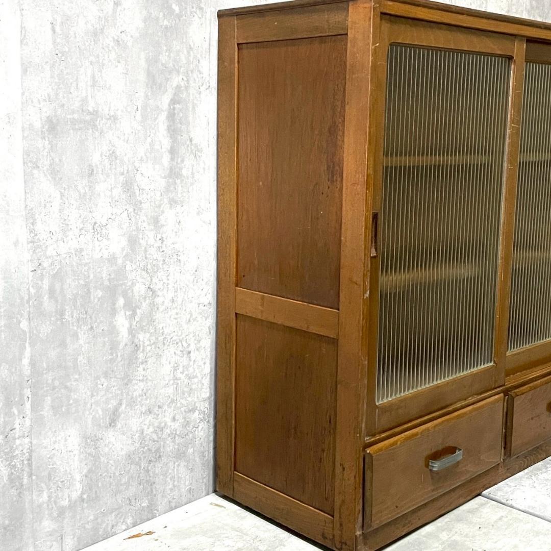 木製キャビネット ガラス扉 収納