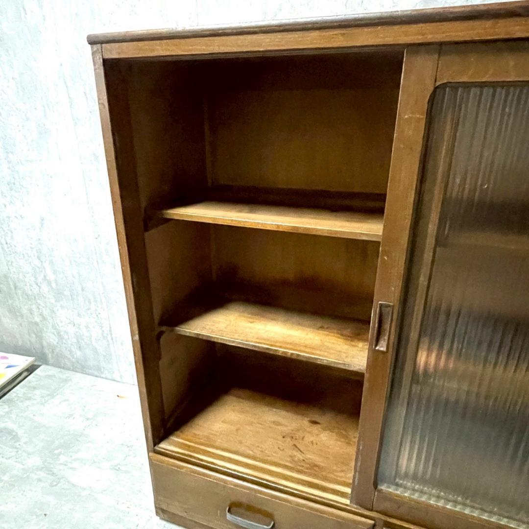 木製キャビネット ガラス扉 収納