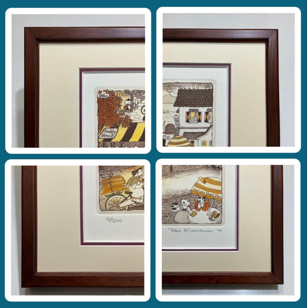 絵画・額縁・版画・上砂 理佳・銅版画・パン屋少年の朝・美術品・インテリア・雑貨