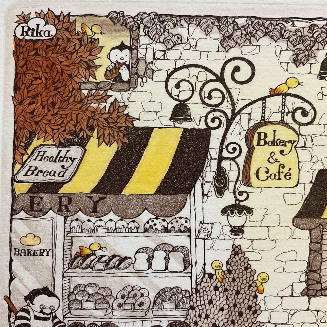 絵画・額縁・版画・上砂 理佳・銅版画・パン屋少年の朝・美術品・インテリア・雑貨