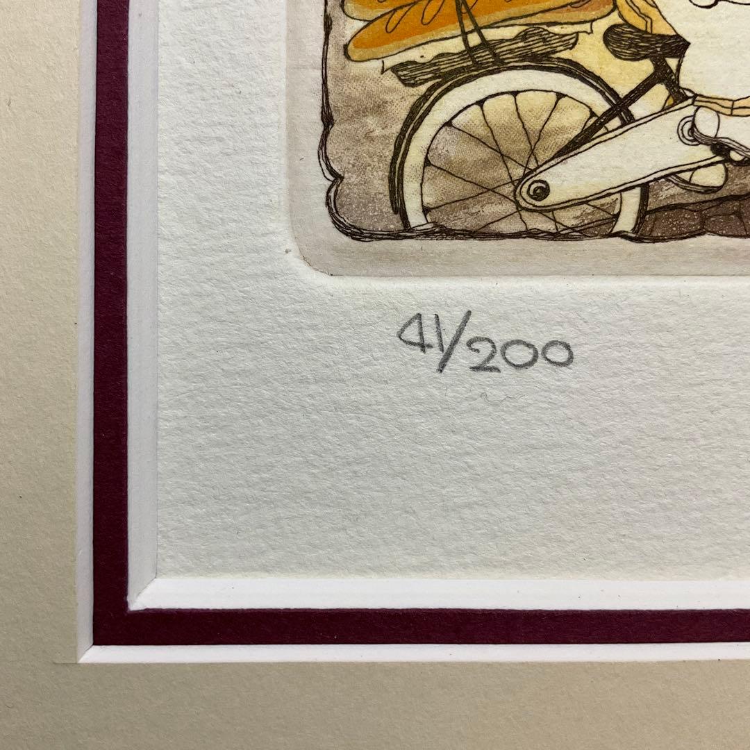 絵画・額縁・版画・上砂 理佳・銅版画・パン屋少年の朝・美術品・インテリア・雑貨