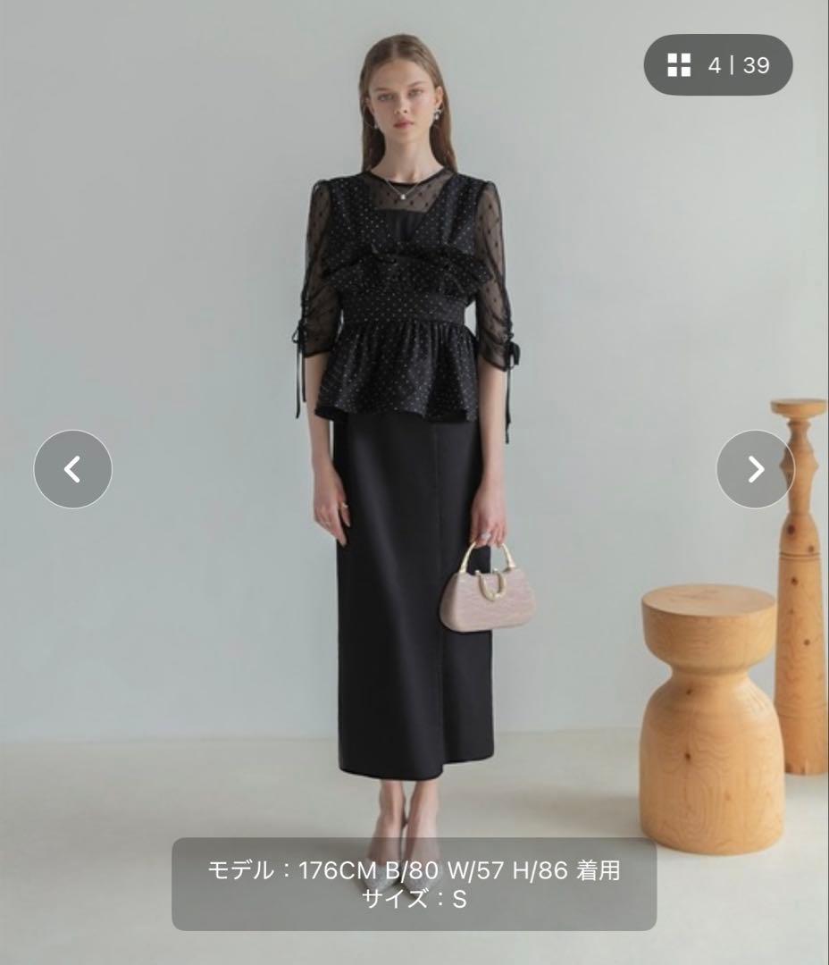 【新品タグ付】レジャ 黒　ドットペプラムチュールドレス　オケージョン　結婚式