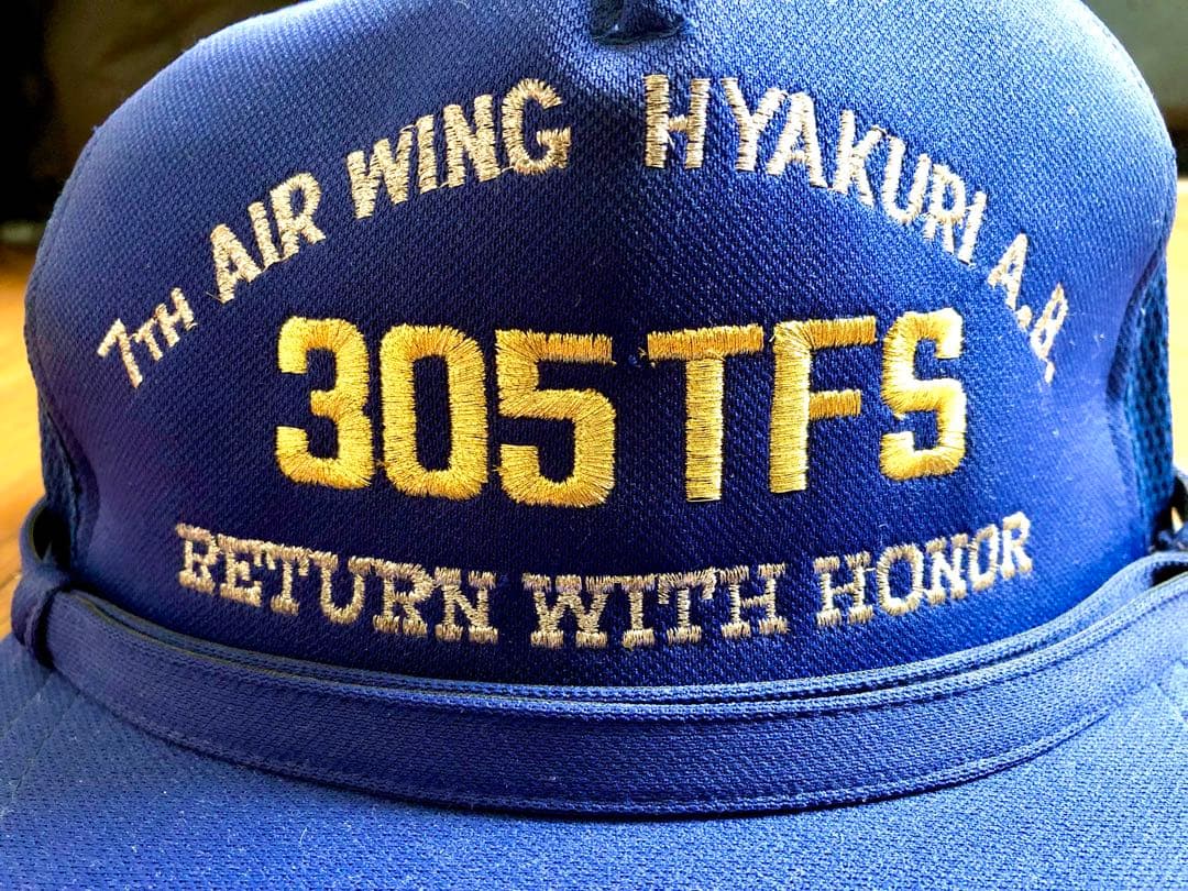 当時/航空自衛隊第305飛行隊・梅組整備員制帽アゴ紐付き(レプリカ)1点のみ美品