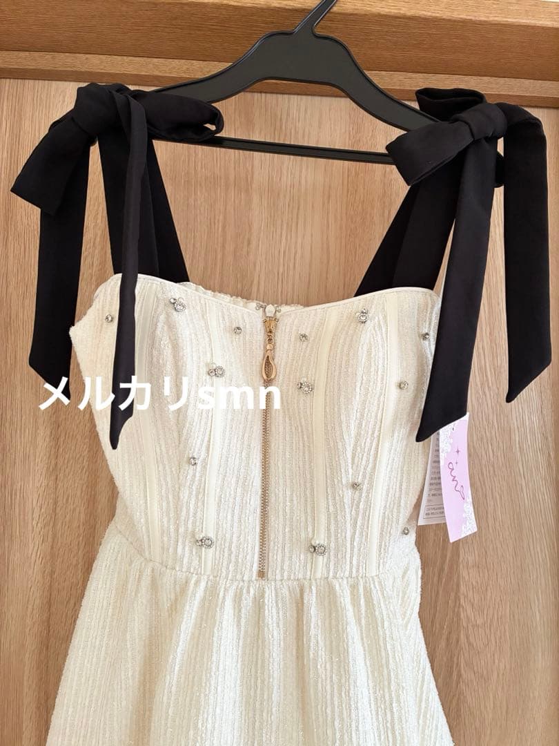新品　an ツイードドレス　XS フレア　ホワイト　シュガー