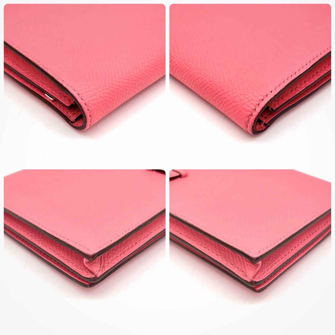 ✴︎美品✴︎HERMES エルメス ベアン スフレ ピンク 二つ折り財布 シルバー