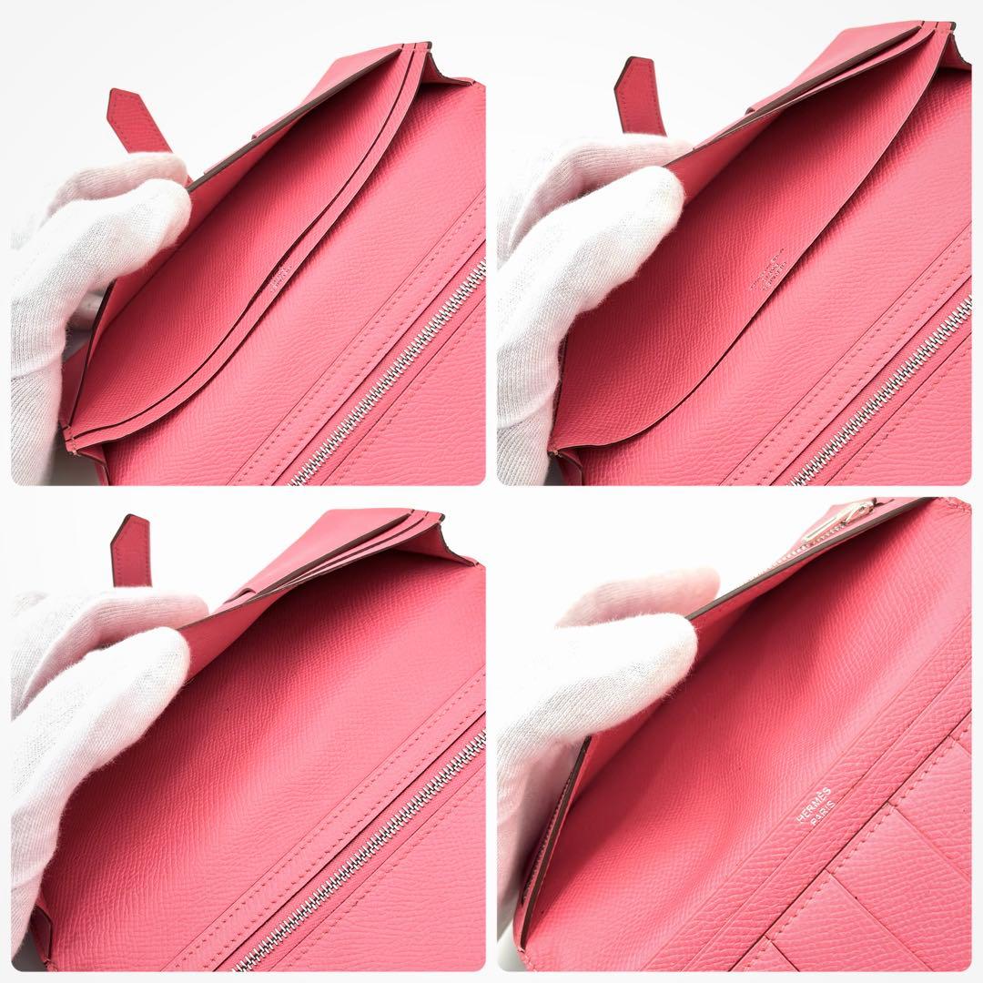 ✴︎美品✴︎HERMES エルメス ベアン スフレ ピンク 二つ折り財布 シルバー