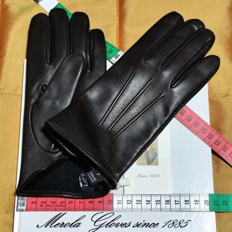 値下げ 今季 メローラ ナッパ焦茶 カシミア黒 革手袋 グローブ MEROLA