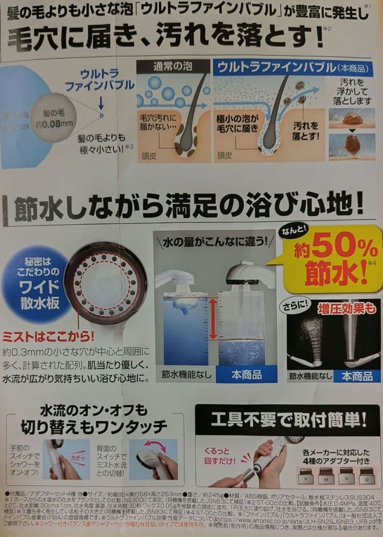 アラミック ウルトラファインバブルシャワーヘッド ロイヤルホワイト(新製品)③