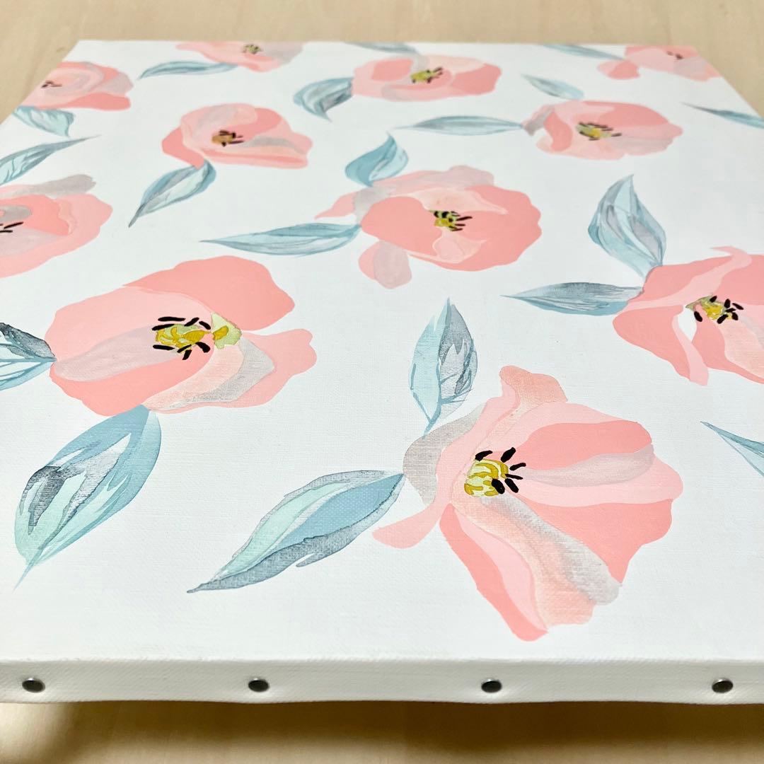 花柄アクリル絵画 大きめF10号キャンバス＊植物　インテリア　原画